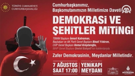 'Demokrasi ve Şehitler Mitingi' için tanıtım filmi yayınlandı