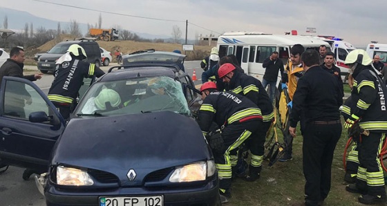 Denizli’de okul servis aracının karıştığı kazada faciadan dönüldü