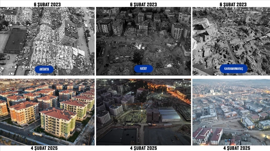 Depremlerin yıkıma sebep olduğu il merkezleri havadan görüntülendi