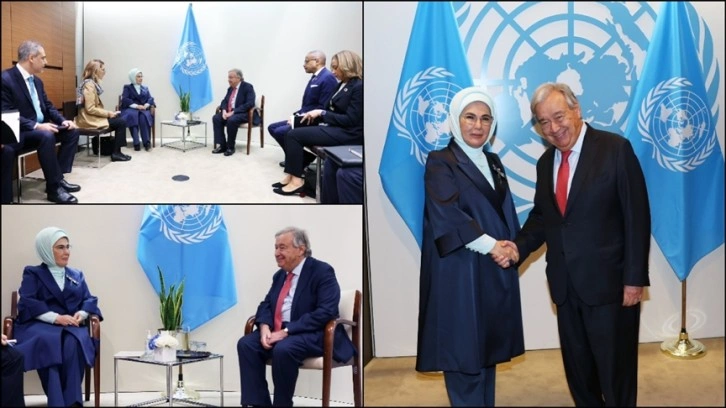 Emine Erdoğan, BM Genel Sekreteri Antonio Guterres'le görüştü