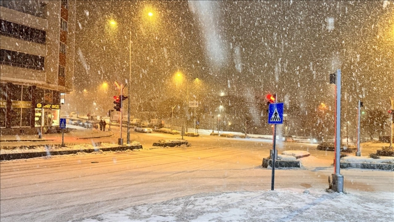 Erzurum'da kar yağışı ve tipi etkili oldu