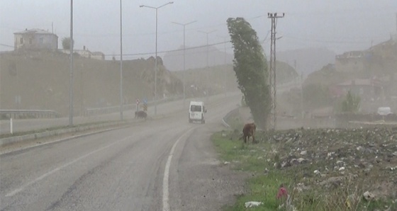 Fırtına, Iğdır-Doğubayazıt karayolunda etkili oldu