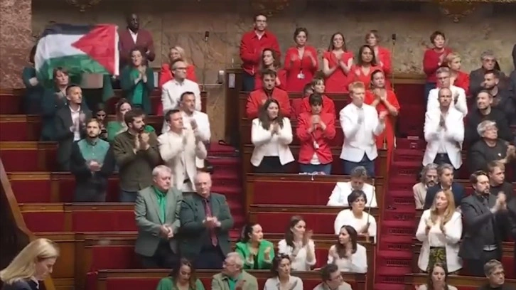 Fransa meclisinde muhalif milletvekilinin Filistin bayrağı açmasının ardından oturuma ara verildi