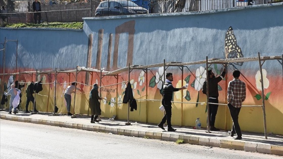 Gönüllü öğretmenler Nusaybin'de duvarları resimlerle süslüyor