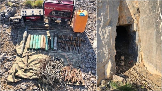 Hakkari'de teröristlerin kullandığı mağarada mühimmat bulundu