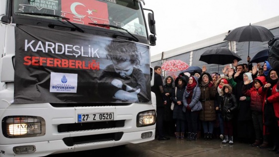 Halep için İstanbul'dan 200'ü aşkın yardım TIR'ı yola çıktı
