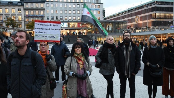 Halep saldırıları İsveç'te protesto edildi