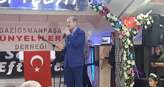 İçişleri Bakanı Soylu, Gaziosmanpaşa'da Ünyeliler iftar programına katıldı