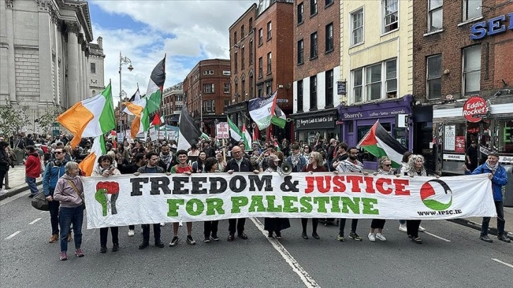 İrlanda'da, İsrail ile ticaretin sonlandırılması talebiyle gösteri düzenlendi