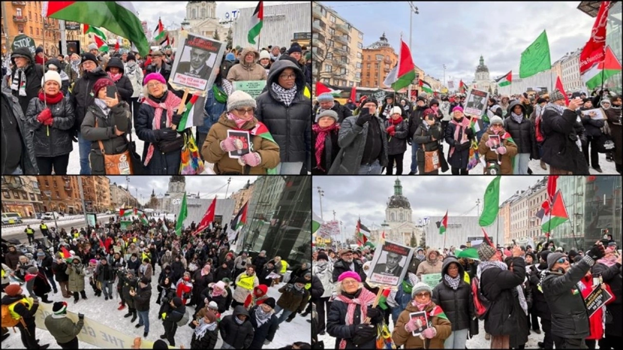 İsrail'in Filistin'de okulları ve hastaneleri bombalaması İsveç'te protesto edildi