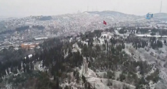 İstanbul'da beyaz örtü havadan görüntülendi