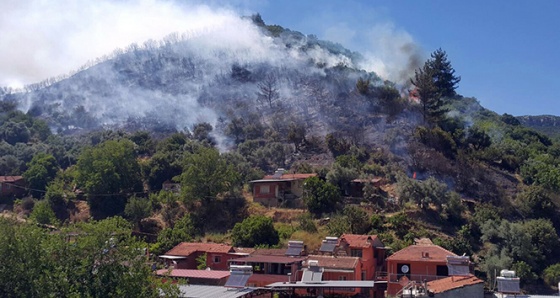 İzmir'de korkutan yangın yerleşim yerlerine ilerliyor