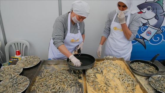 İzmir'deki şenlikte 10 ton hamsi dağıtıldı