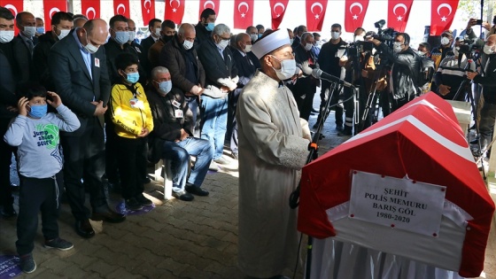 Kahramanmaraş'ta şehit olan polis memuru son yolculuğuna uğurlandı