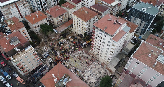 Kartal'daki enkaz alanı havadan görüntülendi