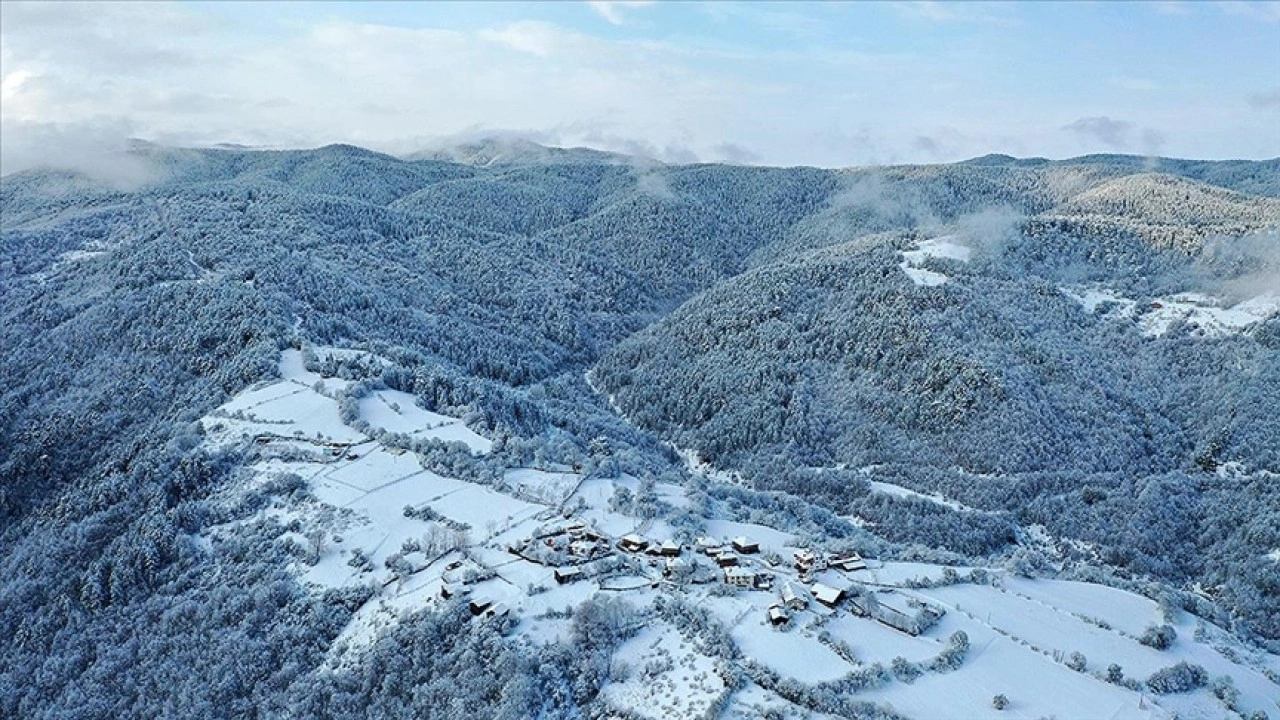 Kastamonu'nun ormanlık alanları beyaza büründü