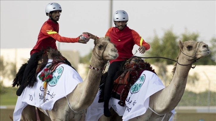 Katar'da 'develer üzerinde hentbol' maçı oynandı