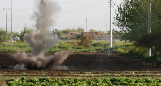 Kilis'e düşen rokete ait parçalar imha edildi