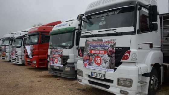 Kilis'ten Suriye'ye 20 tırlık insani yardım