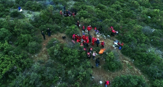 Mağaradaki kurtarma anları gün ağarınca havadan böyle görüntülendi