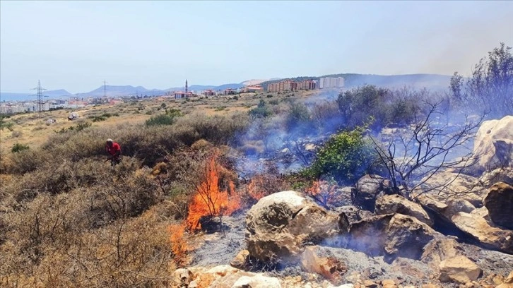 Mersin'de makilik alanda çıkan yangına müdahale ediliyor