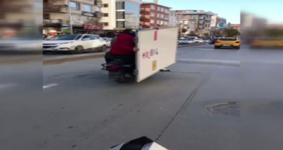 Motosiklet üzerinde akıl almaz taşıma