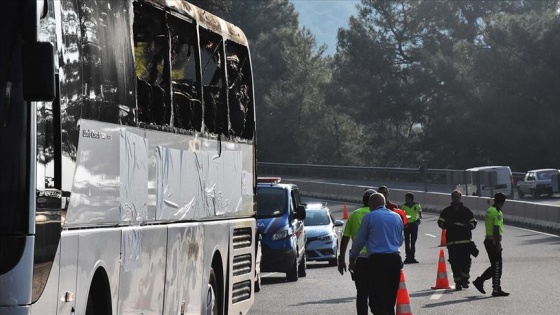 Muğla'da yolcu otobüsü yandı