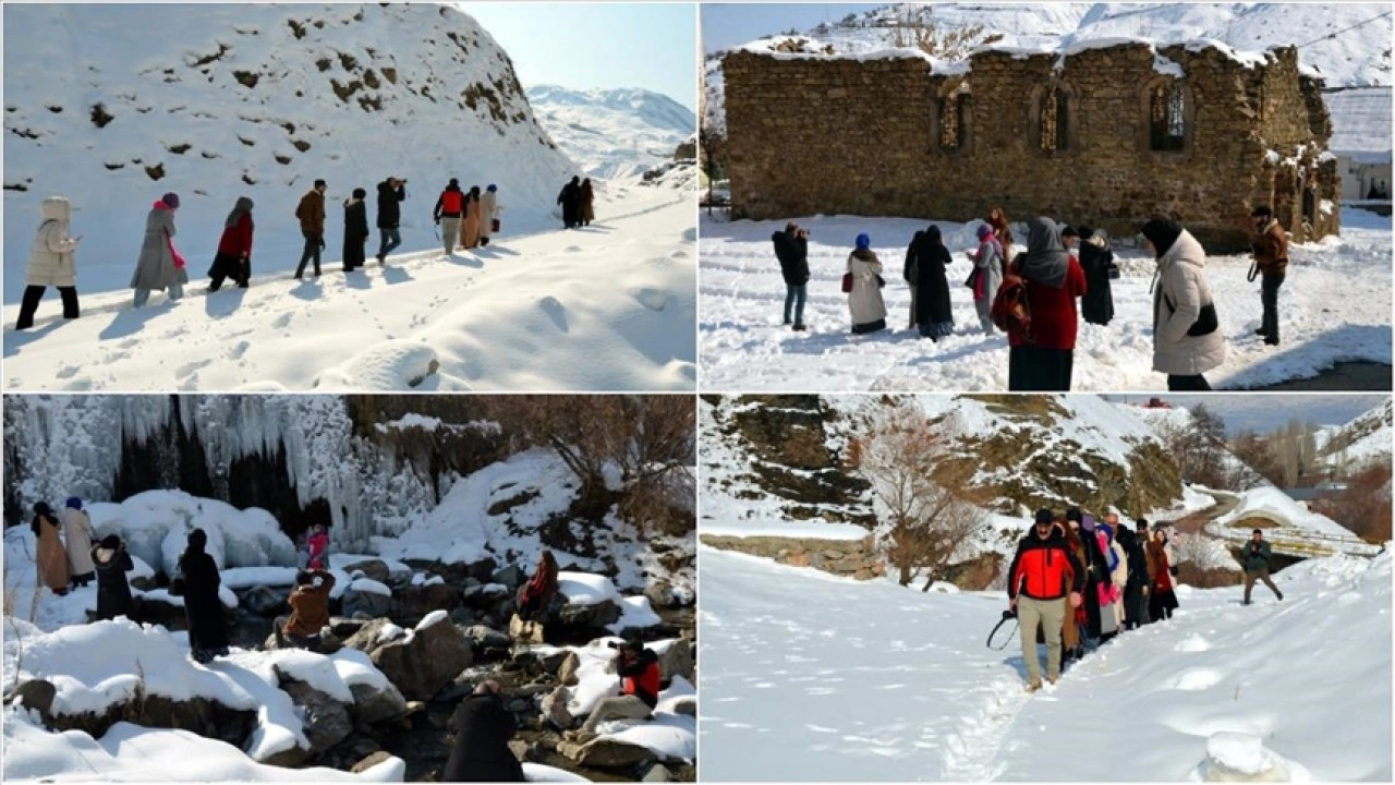 Muş'ta fotoğrafçılık kursiyerleri, tarihi mekanları ve donan şelaleleri görüntüledi