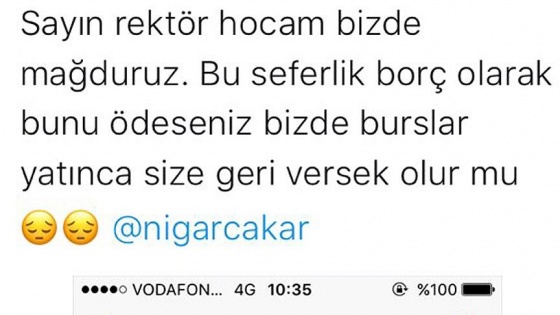 Öğrencinin doğal gaz faturasını rektör ödedi