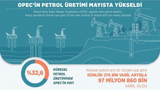 OPEC'in petrol üretimi Mayıs'ta yükseldi