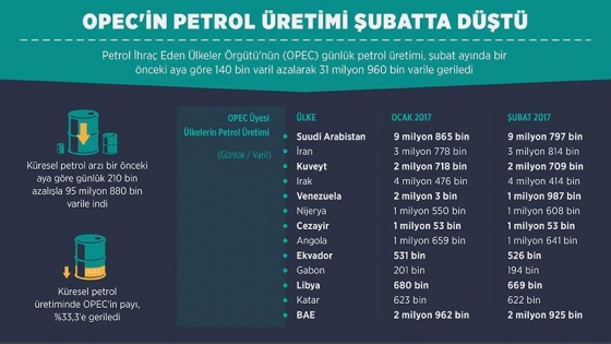 OPEC'in petrol üretimi şubatta düştü