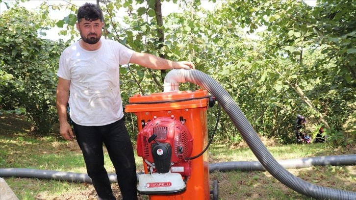 Ordu'da inşaat ustası çöp kovasından fındık toplama makinesi yaptı