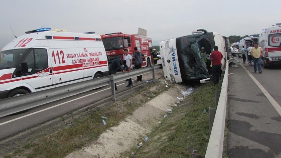 Samsun'da yolcu otobüsünün devrildiği kazada 1 asker şehit oldu