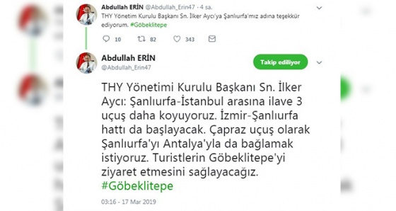 Şanlıurfa’ya ek uçak seferleri müjdesi