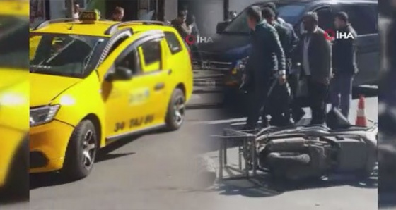 Şişli'de taksi şoförü önce motosiklete çarptı, ardından bıçakla sürücünün üzerine yürüdü