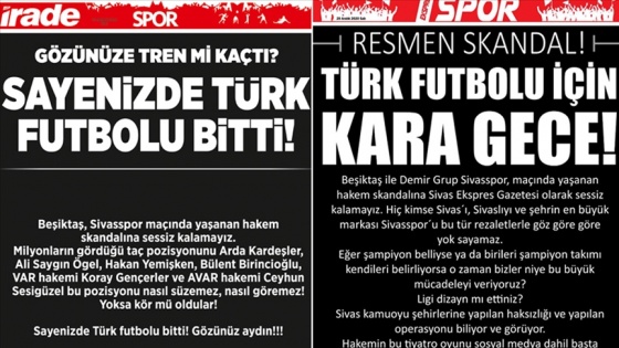 Sivas yerel basınından Beşiktaş maçındaki hakem kararlarına 'siyah sayfalı' tepki