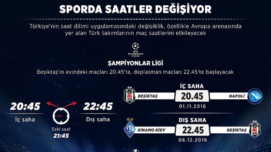 Sporda saatler değişiyor