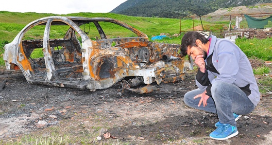 Suriyeli gencin otomobiliyle birlikte tüm birikimi de kül oldu