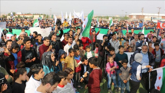 Suriyelilerden terör örgütü YPG/PKK'ya protesto