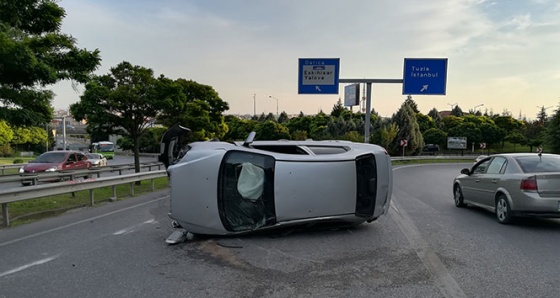 Takla atan araçtan burnu kanamadan çıktı!