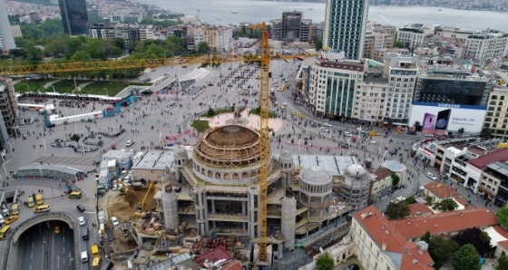 Taksim Camii inşaatında gelinen nokta havadan görüntülendi