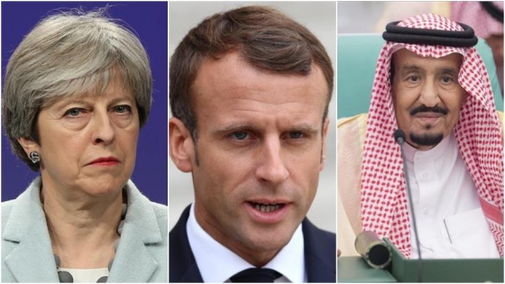 Theresa May ile Macron Suudi Arabistan Kralı ile görüştü