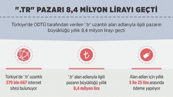 '.tr' pazarı 8,4 milyon lirayı geçti