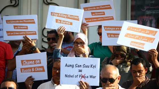 Tunus'ta Arakan katliamı protestosu