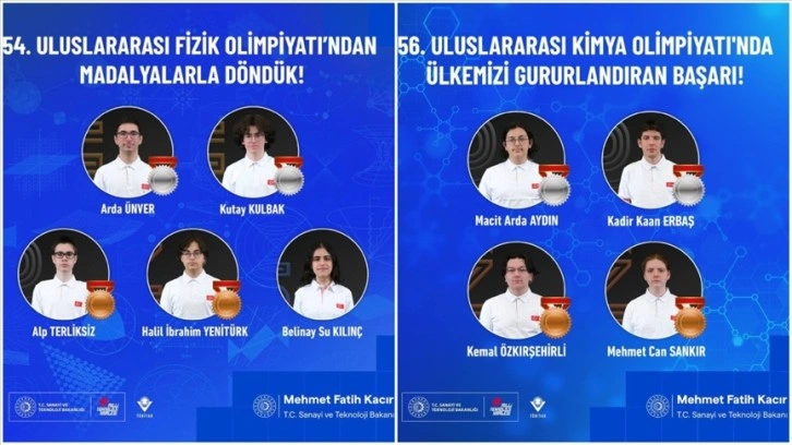 Türk öğrenciler uluslararası kimya ve fizik olimpiyatlarından madalyalarla döndü