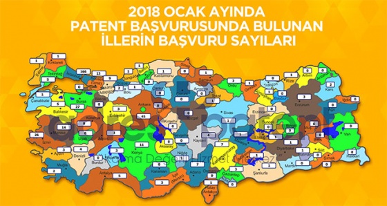 Türkiye patent haritası 2018 Ocak dönemi açıklandı