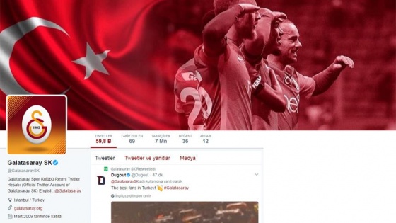 Twitter'da lider Galatasaray