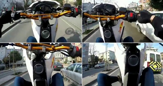 Üsküdar’da motosikletlinin ‘tek teker terörü’ kamerada