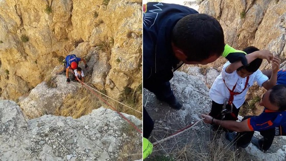 Van Kalesi'nde mahsur kalan çocuğu AFAD kurtardı