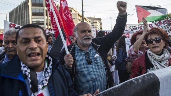 Yunanistan'da Filistin'e destek gösterisi